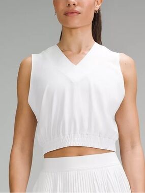 🆕 Lululemon Sleeveless Cropped Tennis Tank • White • Sz 8